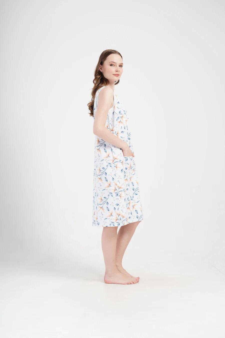 Szlafrok damski Vienetta Floral Comfort, Niebieski, r. M-XXL