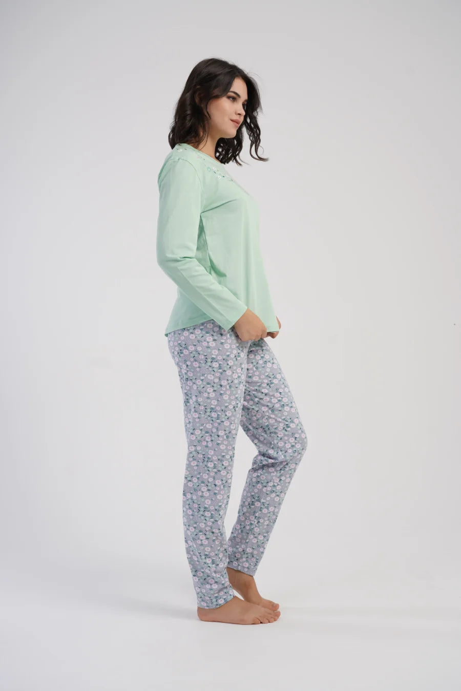 Piżama Damska Vienetta Mint Blossom, Miętowy, r. 1XL-4XL