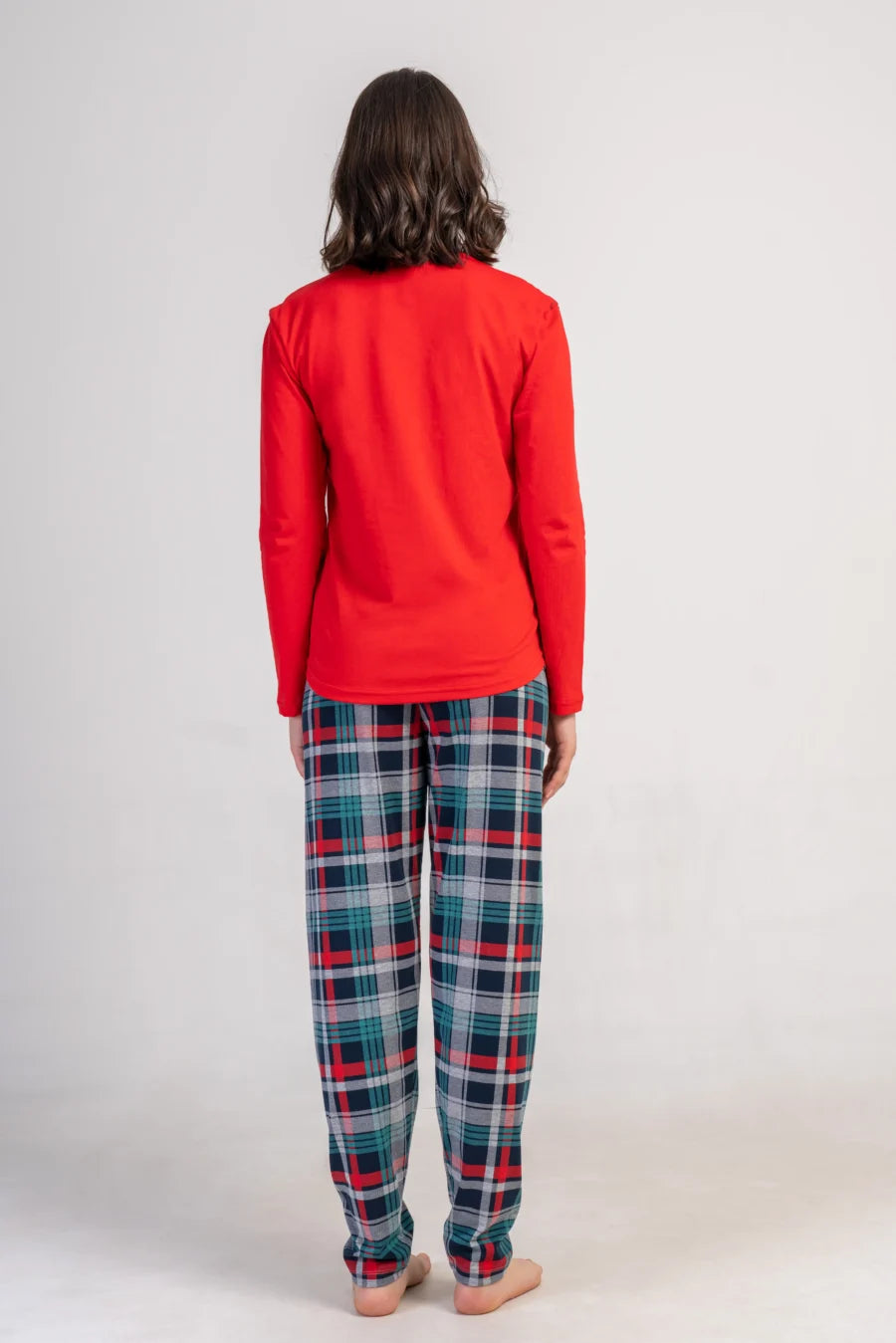 Piżama Damska Vienetta Plaid Love, Czerwony, r. S-XL