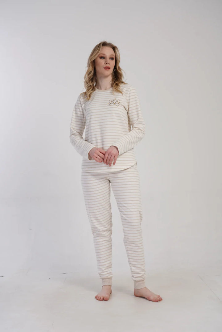 Piżama Damska Vienetta Cozy Cat, Biały, r. S-XL