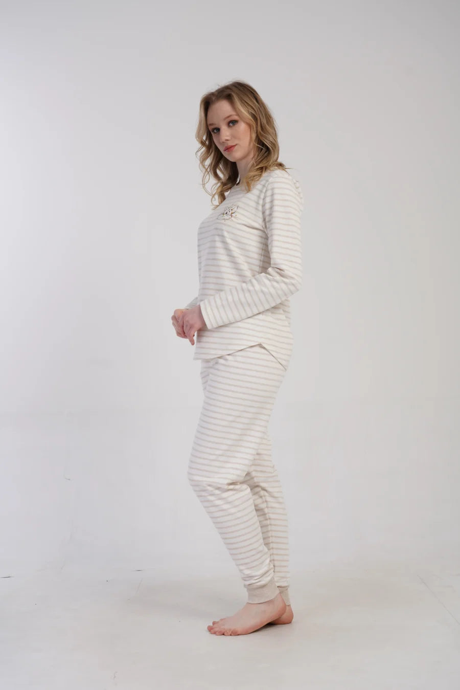 Piżama Damska Vienetta Cozy Cat, Biały, r. S-XL