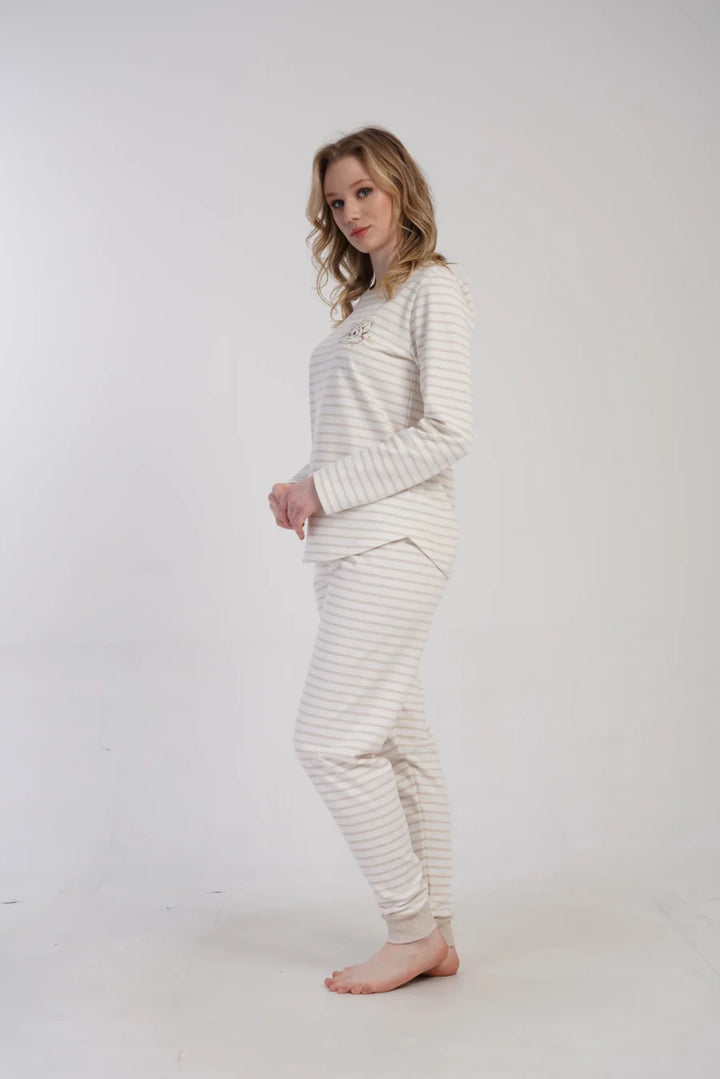 Piżama Damska Vienetta Cozy Cat, Biały, r. S-XL