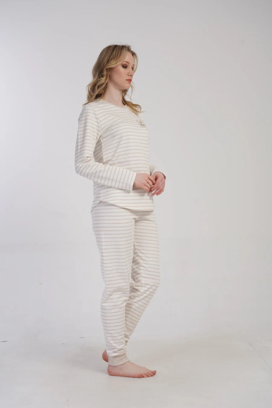 Piżama Damska Vienetta Cozy Cat, Biały, r. S-XL