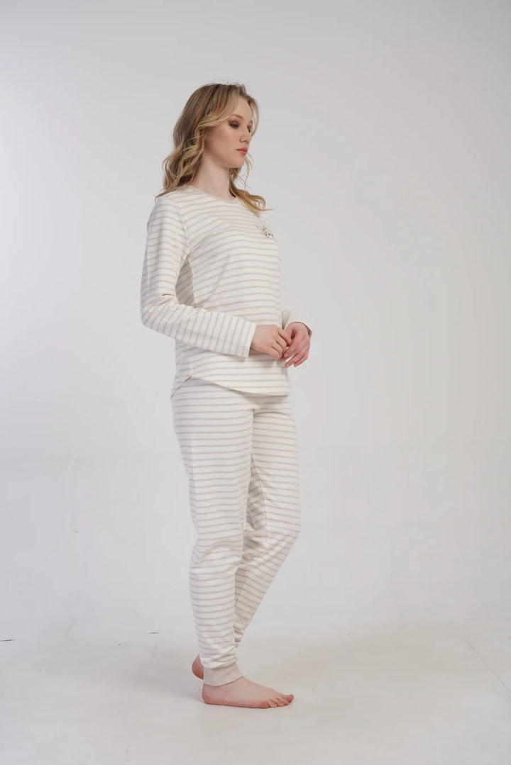 Piżama Damska Vienetta Cozy Cat, Biały, r. S-XL