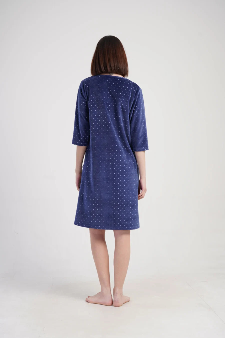 Szlafrok damski Vienetta Navy Dots, Granatowy, r. M-XXL