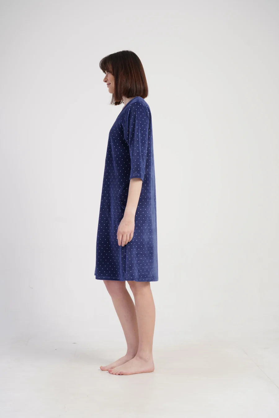 Szlafrok damski Vienetta Navy Dots, Granatowy, r. M-XXL