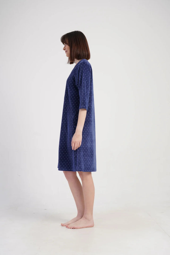 Szlafrok damski Vienetta Navy Dots, Granatowy, r. M-XXL