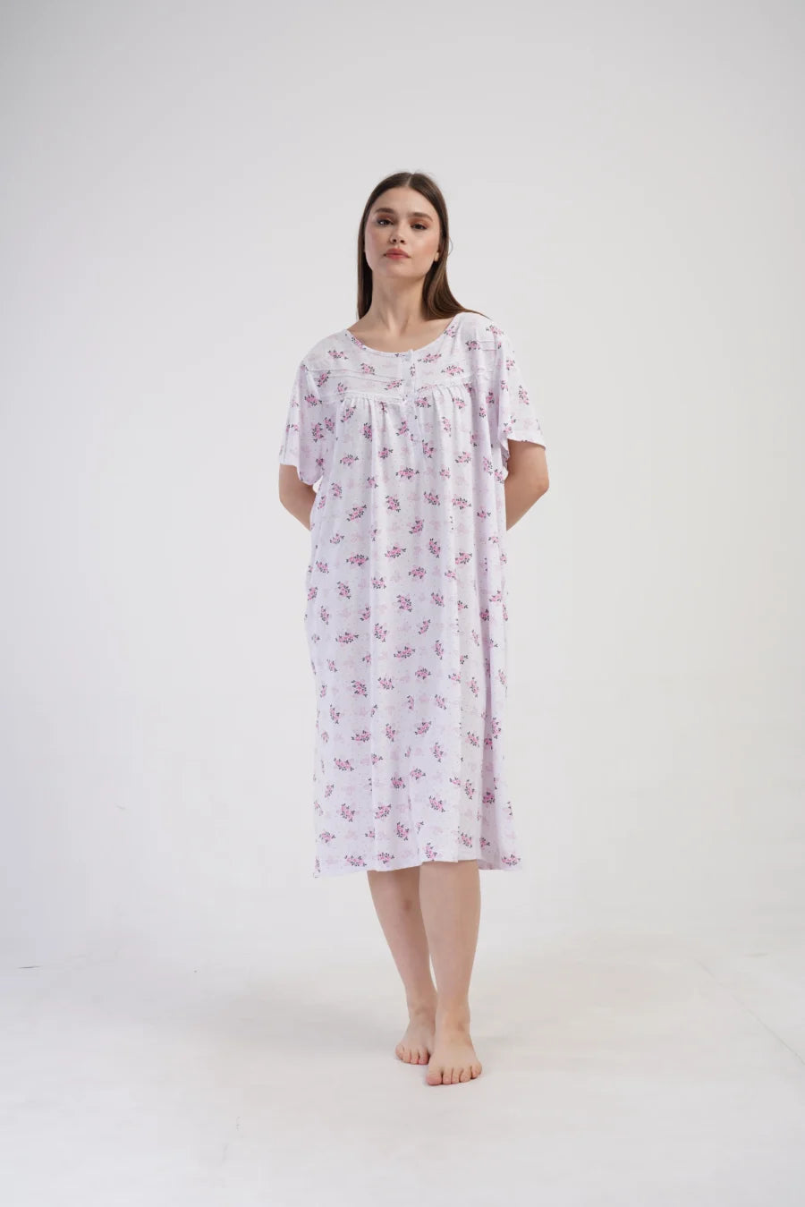 Koszula Nocna Vienetta Pink Flowers, Biały, r. 1XL - 4XL