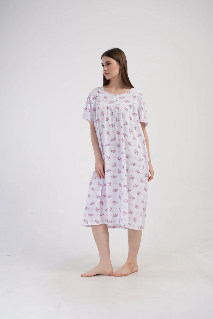 Koszula Nocna Vienetta Pink Flowers, Biały, r. 1XL - 4XL