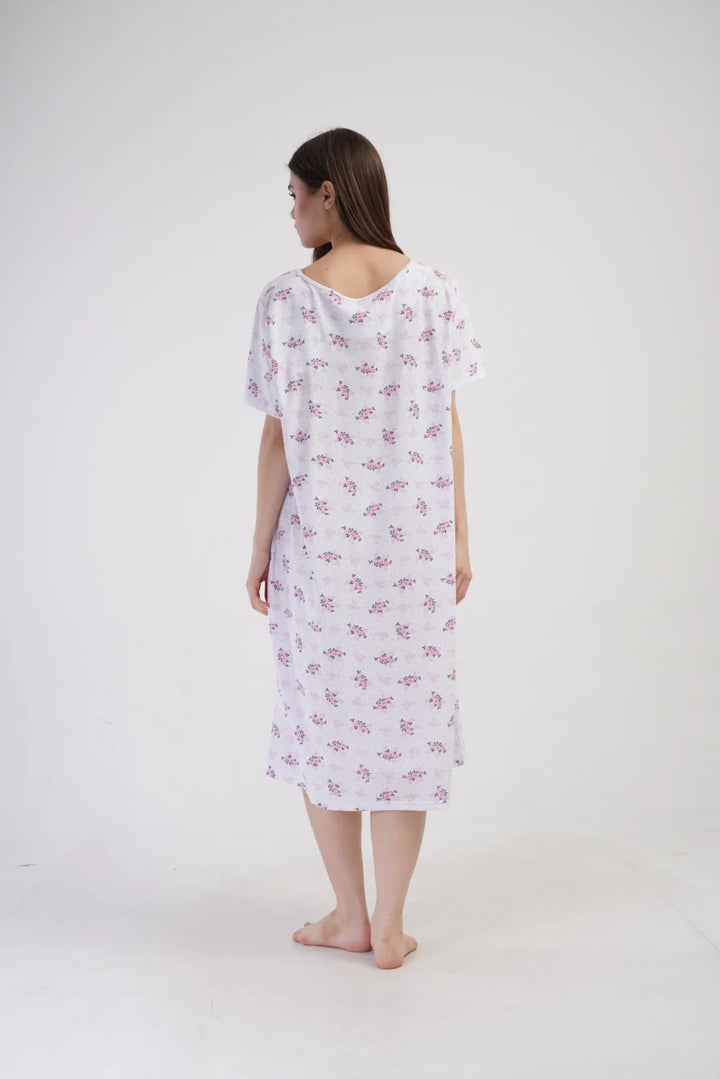 Koszula Nocna Vienetta Pink Flowers, Biały, r. 1XL - 4XL