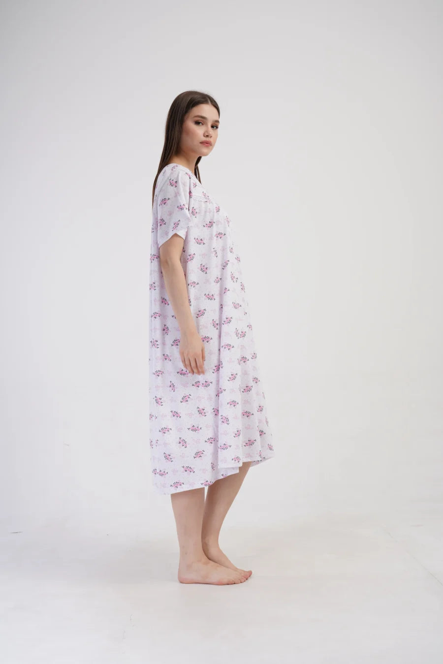 Koszula Nocna Vienetta Pink Flowers, Biały, r. 1XL - 4XL