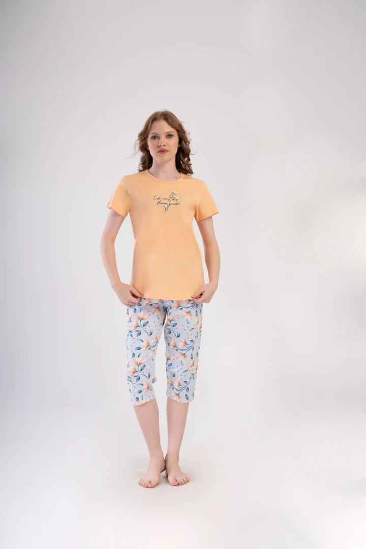 Piżama Damska Vienetta Live Everyday, Pomarańczowy, r. L-XXL