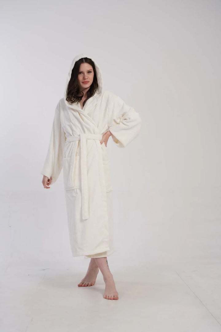 Szlafrok damski Vienetta Cozy Night, Ecru, r. M-XL