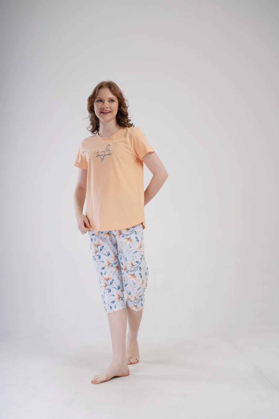 Piżama Damska Vienetta Live Everyday, Pomarańczowy, r. L-XXL