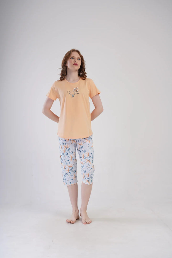 Piżama Damska Vienetta Live Everyday, Pomarańczowy, r. L-XXL