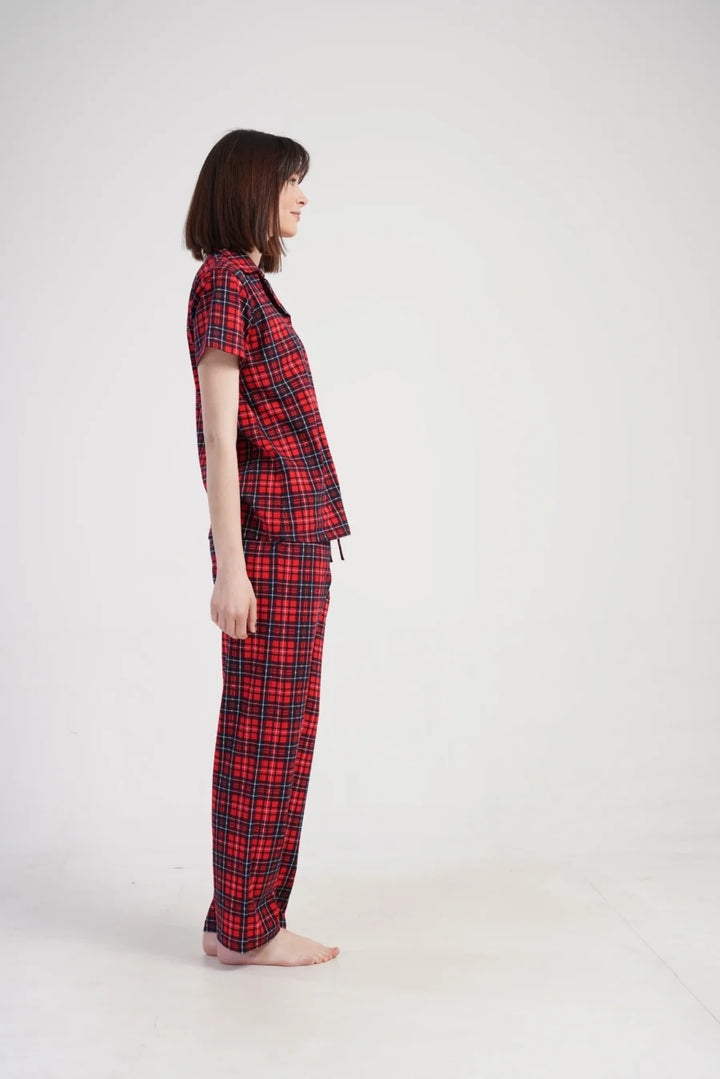 Piżama Damska Vienetta Classic Checks, Czerwony, r. S-XL