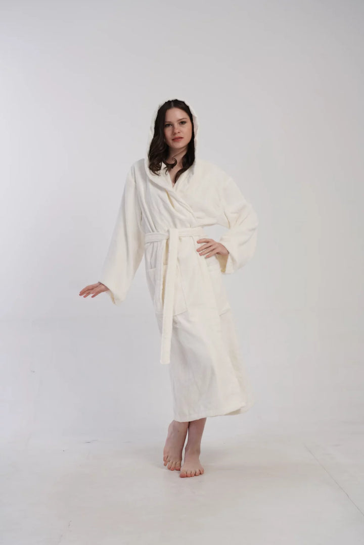 Szlafrok damski Vienetta Cozy Night, Ecru, r. M-XL