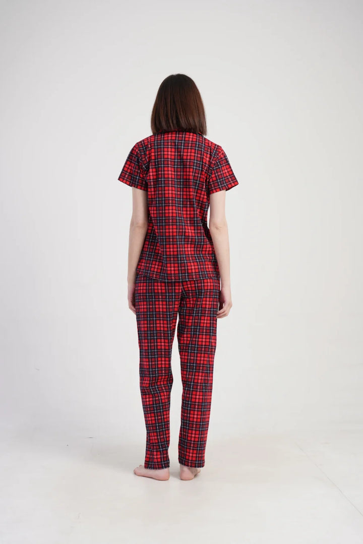 Piżama Damska Vienetta Classic Checks, Czerwony, r. S-XL