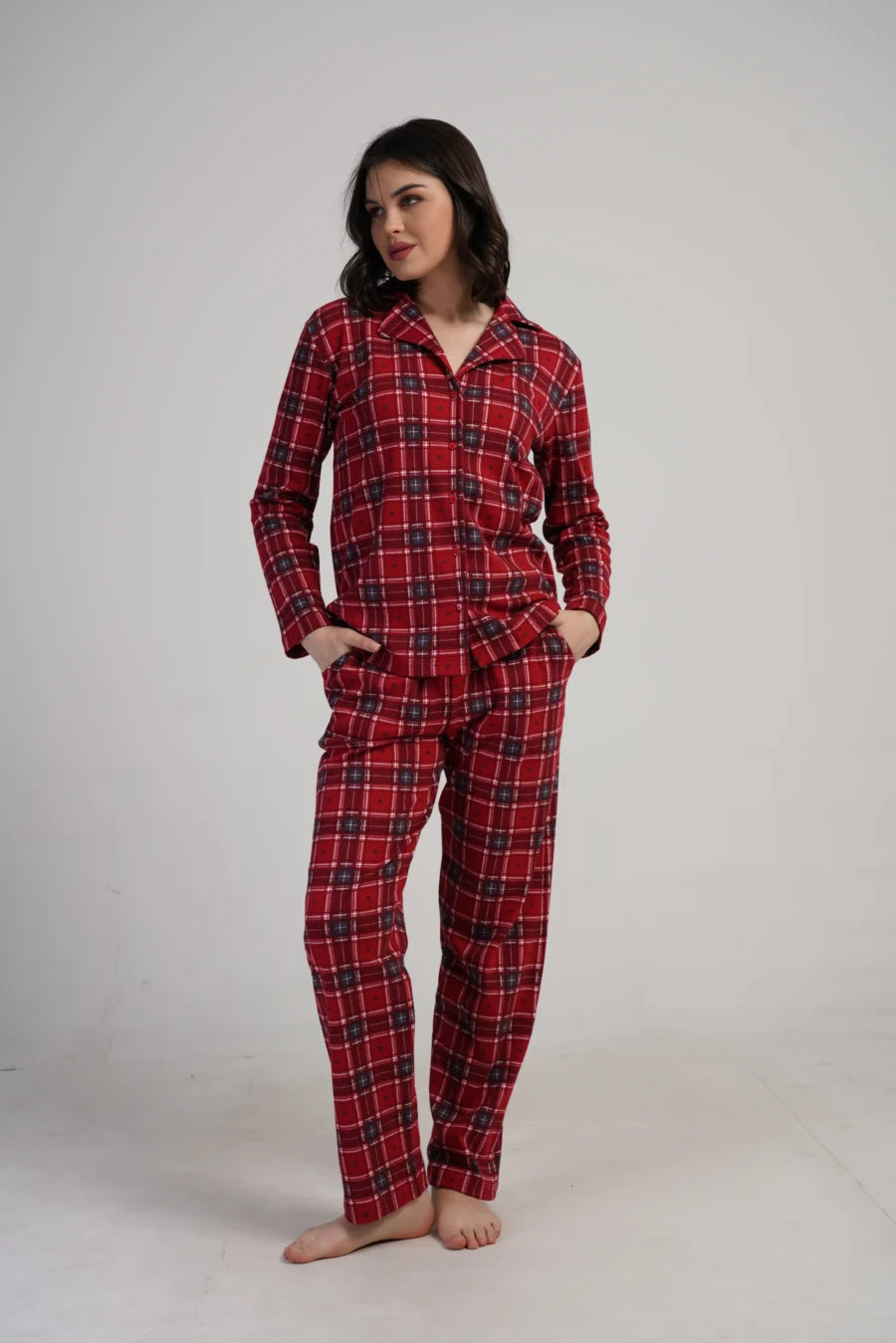 Piżama Damska Vienetta Red Comfort, Czerwony, r. S-XL