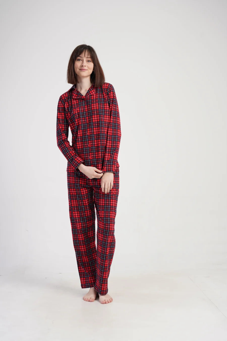 Piżama Damska Vienetta Red Check, Czerwony, r. M-XXL