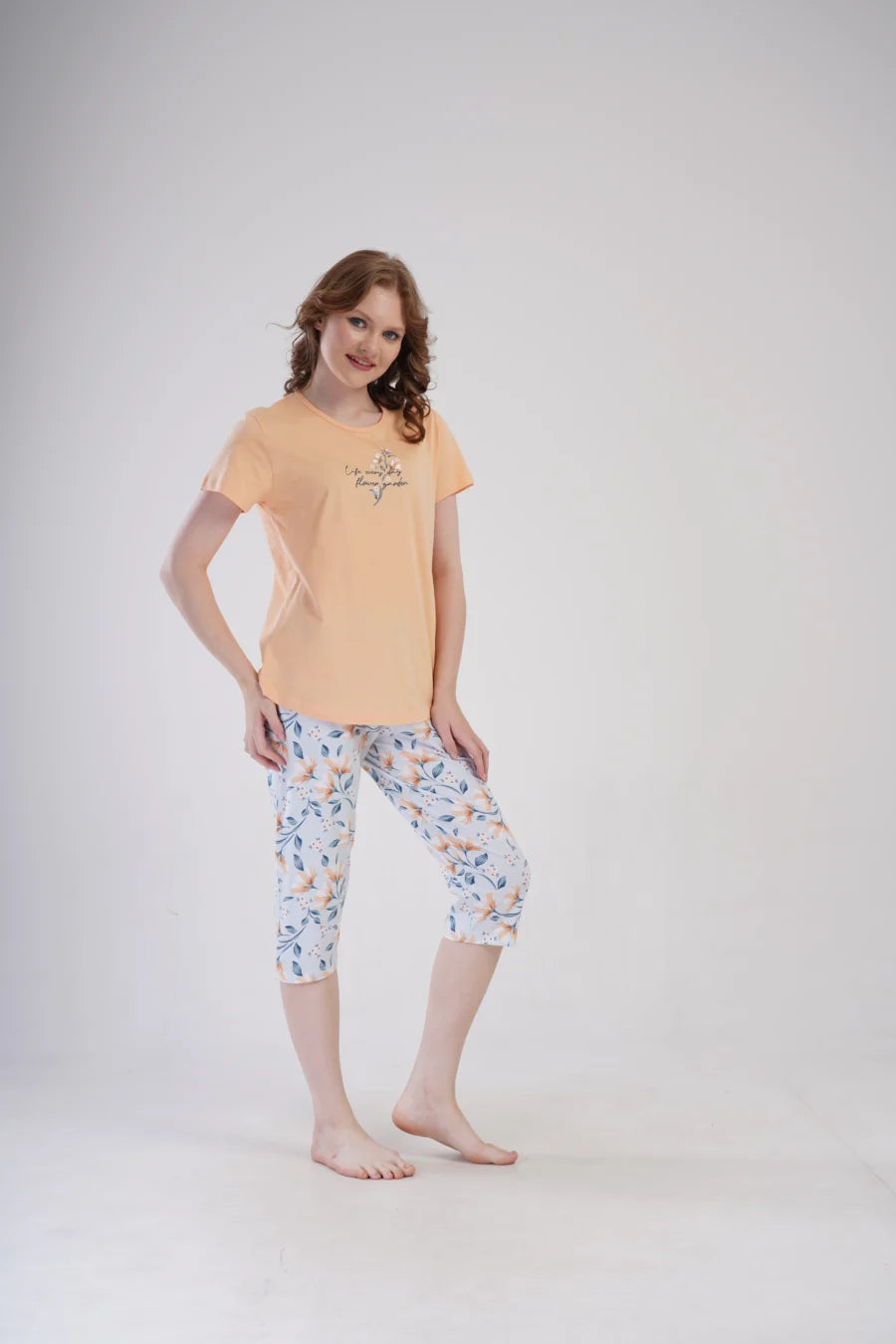 Piżama Damska Vienetta Live Everyday, Pomarańczowy, r. L-XXL