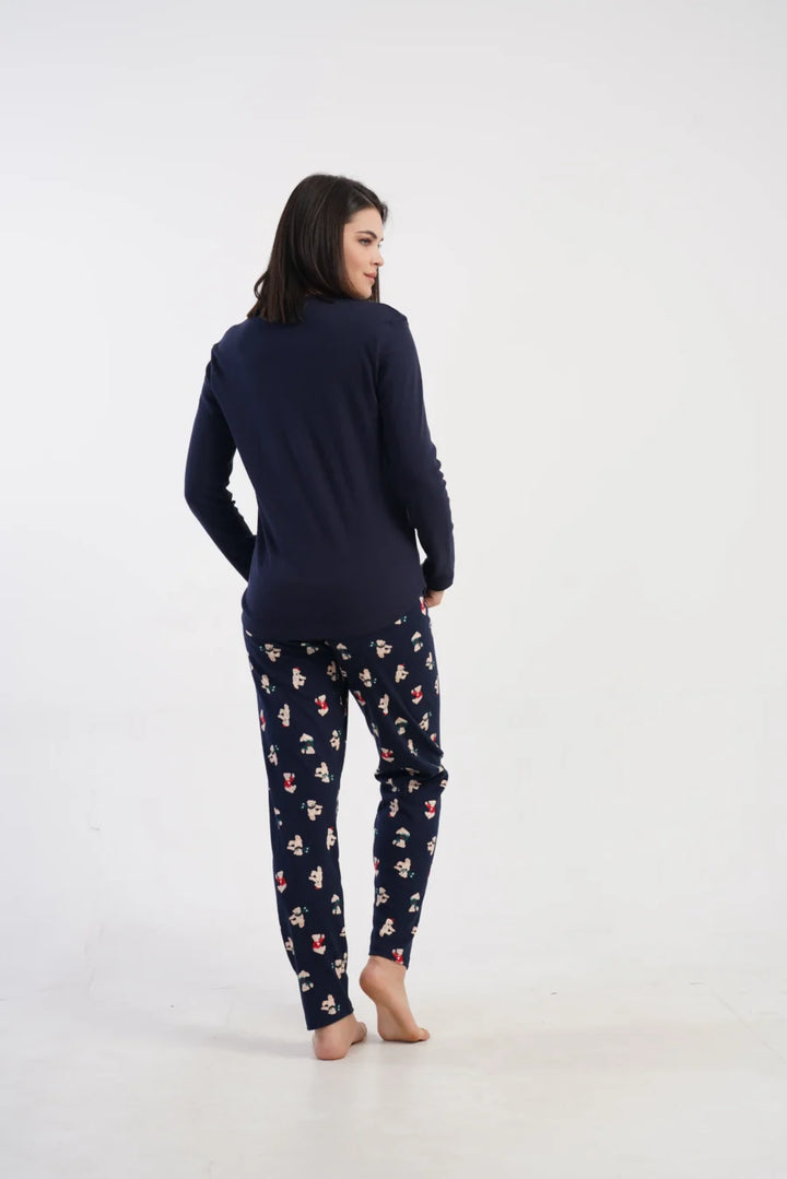 Piżama Damska Vienetta Winter Bear, Granatowy, r. S-XL