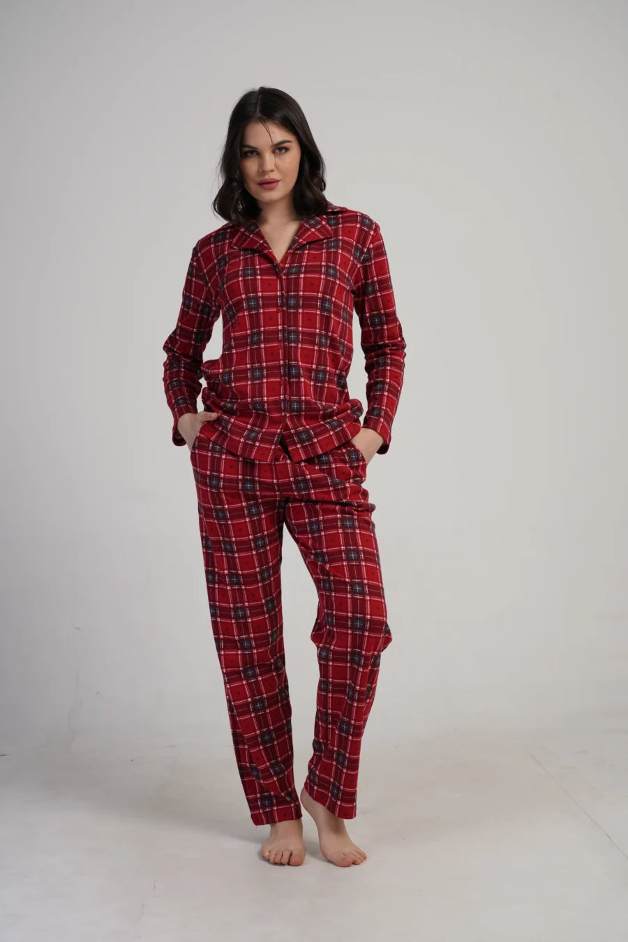 Piżama Damska Vienetta Red Comfort, Czerwony, r. S-XL