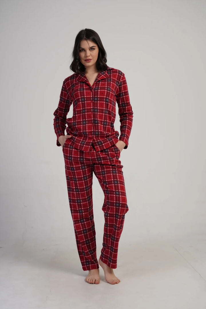 Piżama Damska Vienetta Red Comfort, Czerwony, r. S-XL