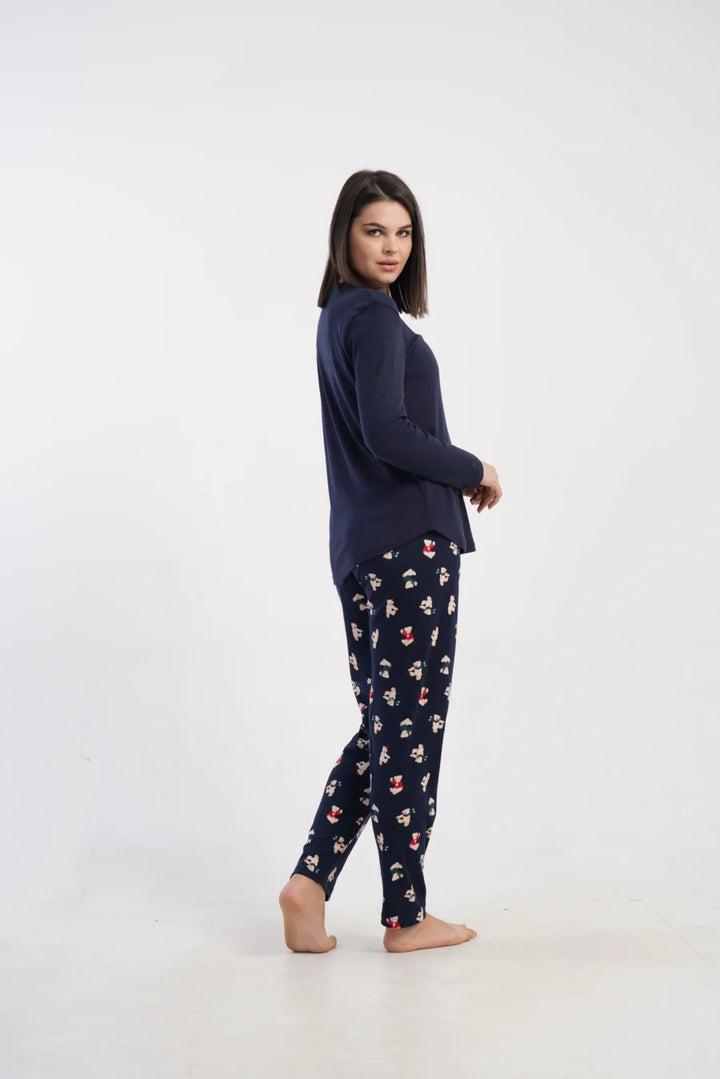 Piżama Damska Vienetta Winter Bear, Granatowy, r. S-XL
