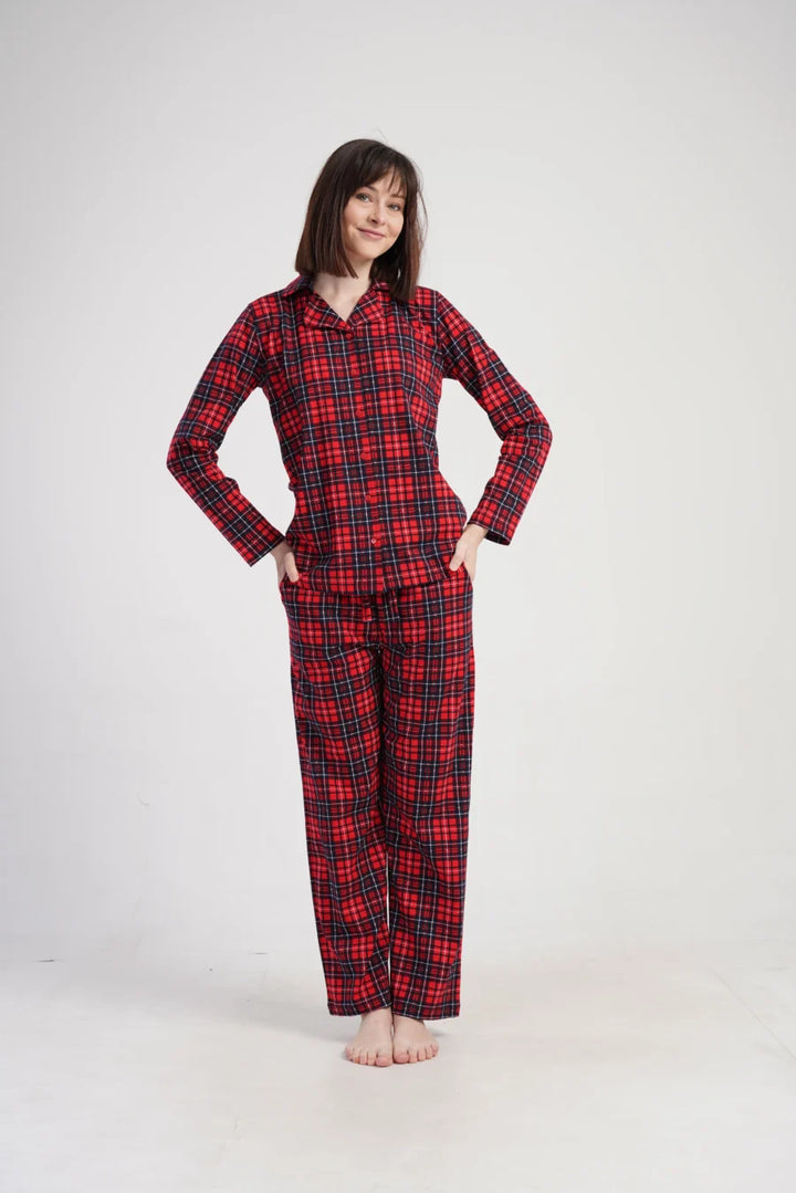 Piżama Damska Vienetta Red Check, Czerwony, r. M-XXL