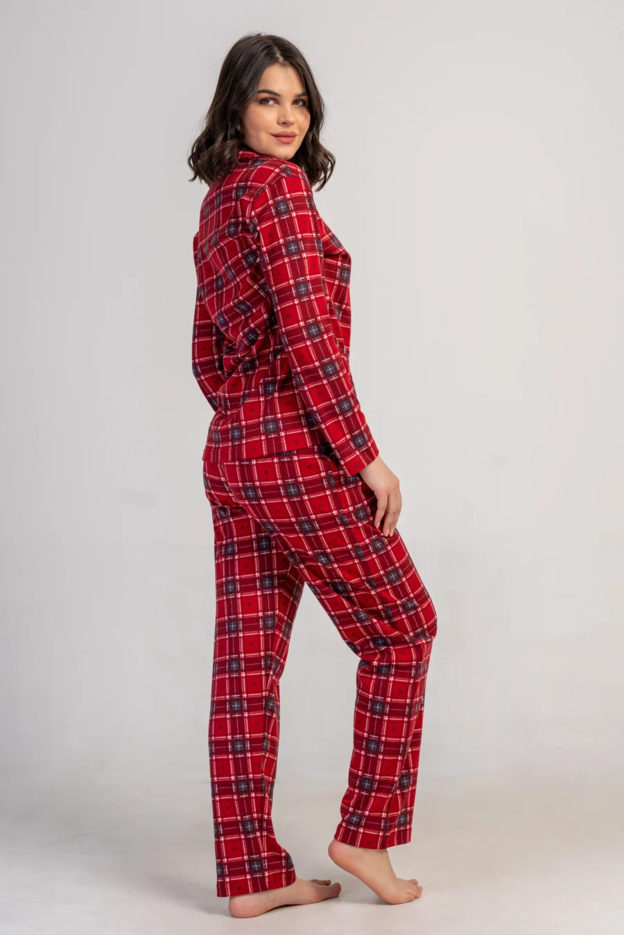 Piżama Damska Vienetta Red Comfort, Czerwony, r. S-XL