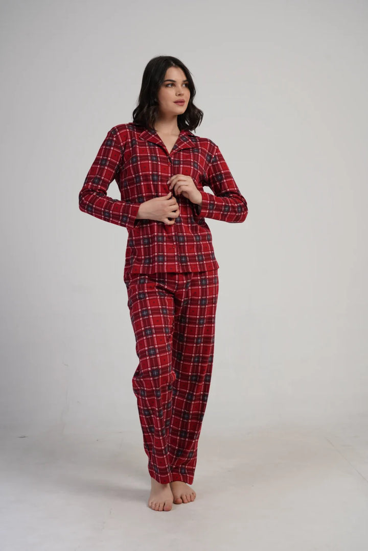 Piżama Damska Vienetta Red Comfort, Czerwony, r. S-XL