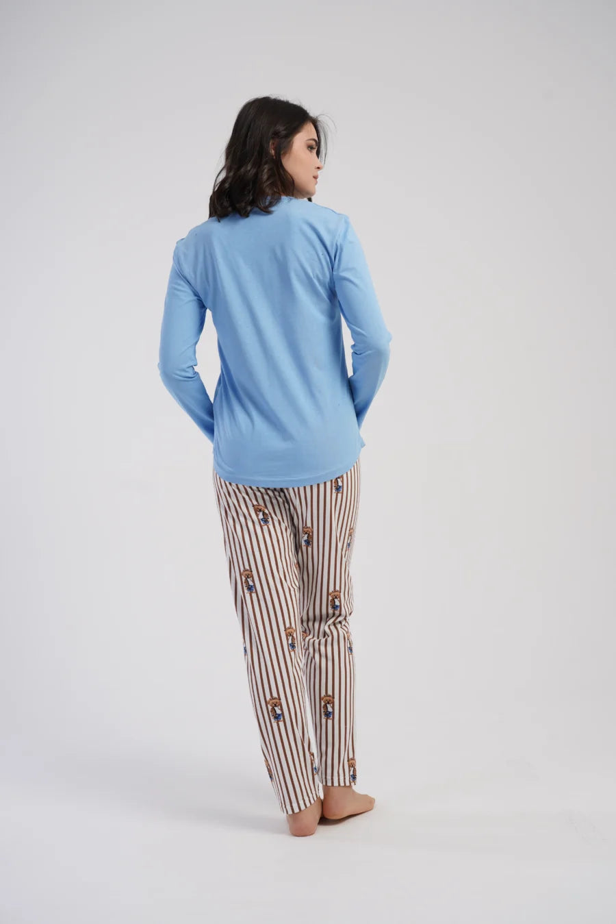 Piżama Damska Vienetta Cozy Lines, Niebieski, r. S-XL