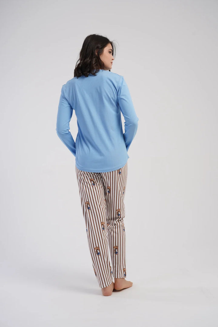 Piżama Damska Vienetta Cozy Lines, Niebieski, r. S-XL