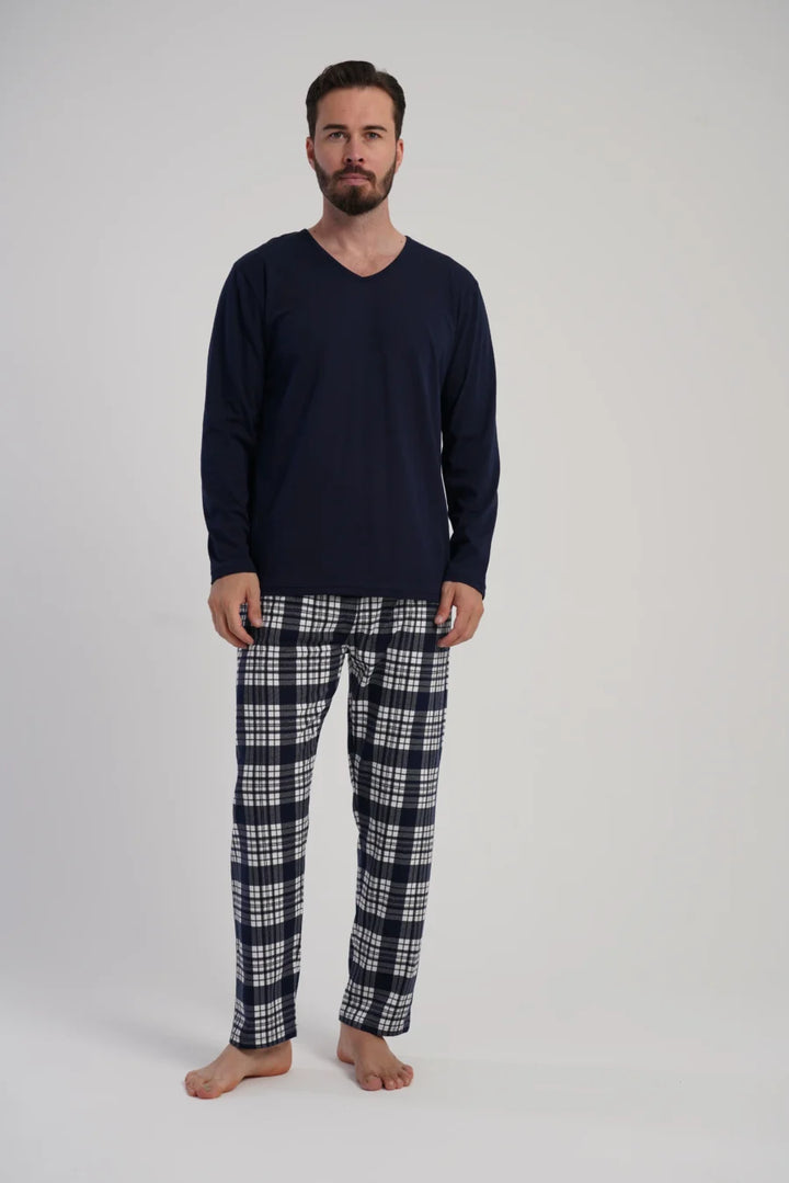 Piżama Męska Vienetta Navy, Granatowy, r. M-XXL