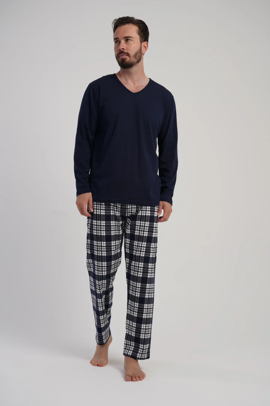 Piżama Męska Vienetta Navy, Granatowy, r. M-XXL