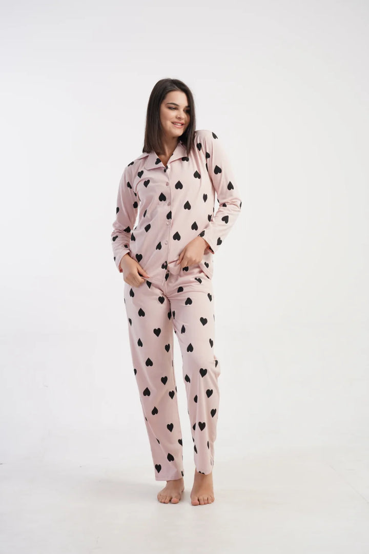 Piżama Damska Vienetta Heart Comfort, Różowy, r. M-XXL