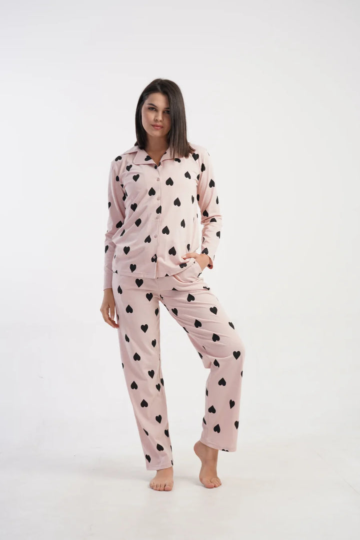 Piżama Damska Vienetta Heart Comfort, Różowy, r. M-XXL