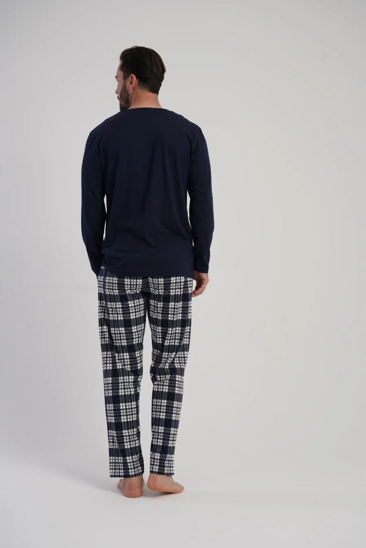 Piżama Męska Vienetta Navy, Granatowy, r. M-XXL