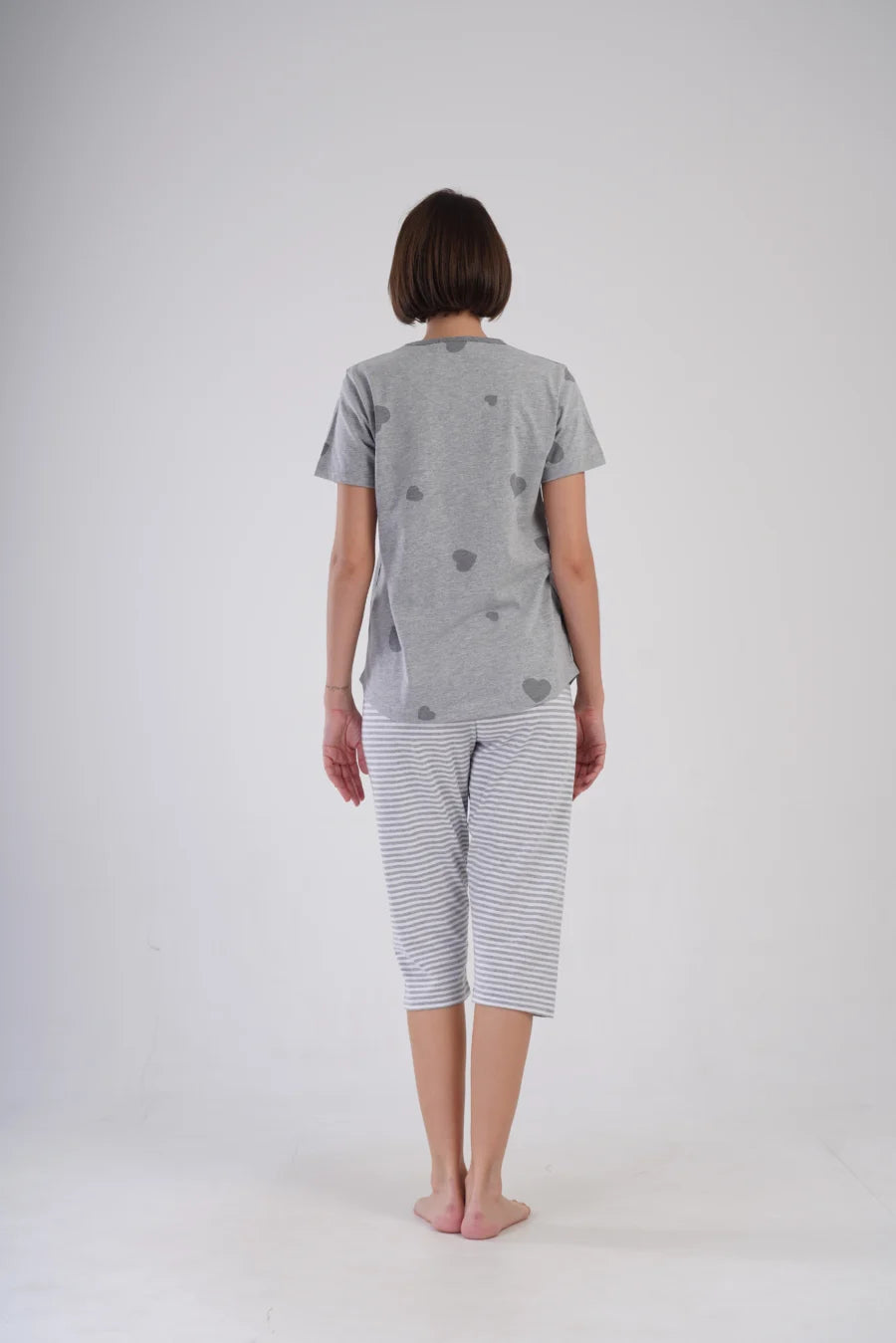 Piżama Damska Vienetta Gray Hearts, Szary, r. 1XL-4XL