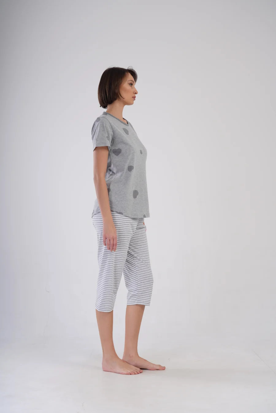 Piżama Damska Vienetta Gray Hearts, Szary, r. 1XL-4XL