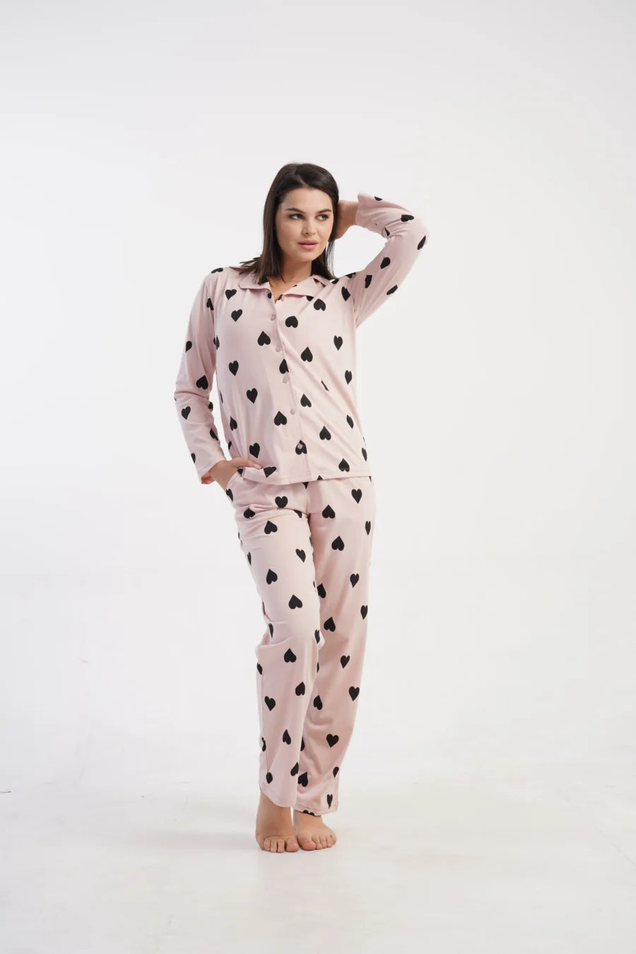 Piżama Damska Vienetta Heart Comfort, Różowy, r. M-XXL