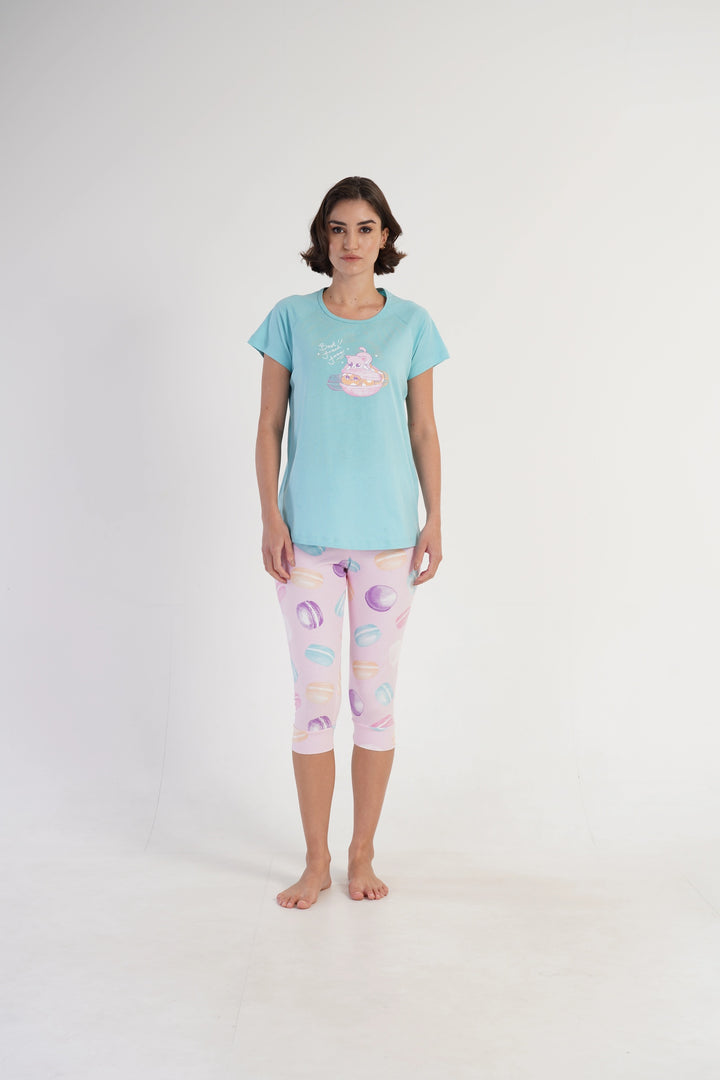 Piżama Damska Vienetta Best Friend Kitty, Niebieski, r. S-XL