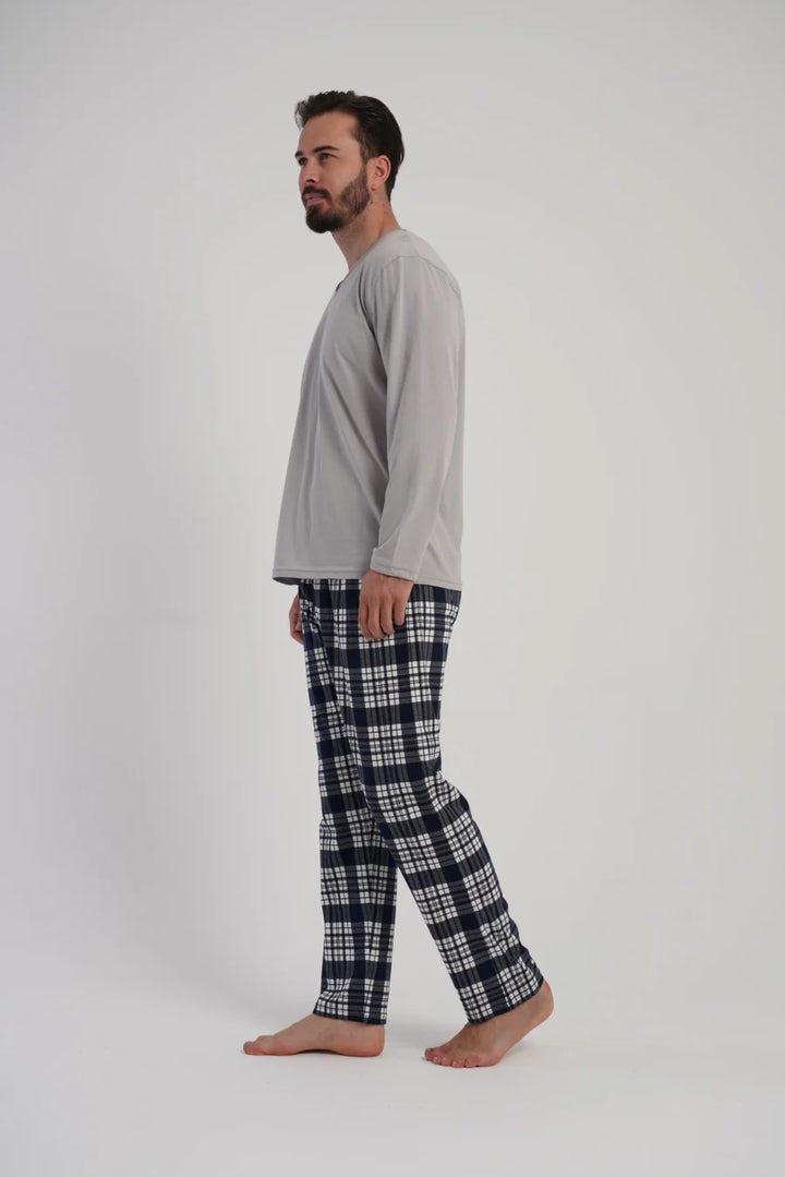 Piżama Męska Vienetta Grey Plaid, Szary, r. 1XL-4XL