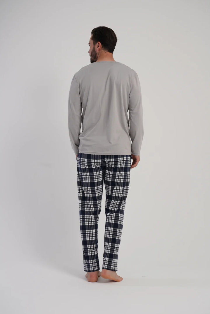 Piżama Męska Vienetta Grey Plaid, Szary, r. 1XL-4XL
