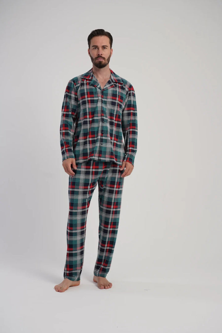 Piżama Męska Vienetta Classic Check, Zielony, r. M-XXL