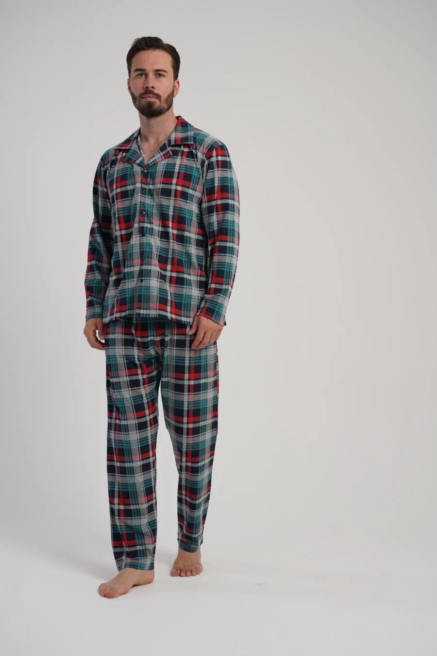 Piżama Męska Vienetta Classic Check, Zielony, r. M-XXL