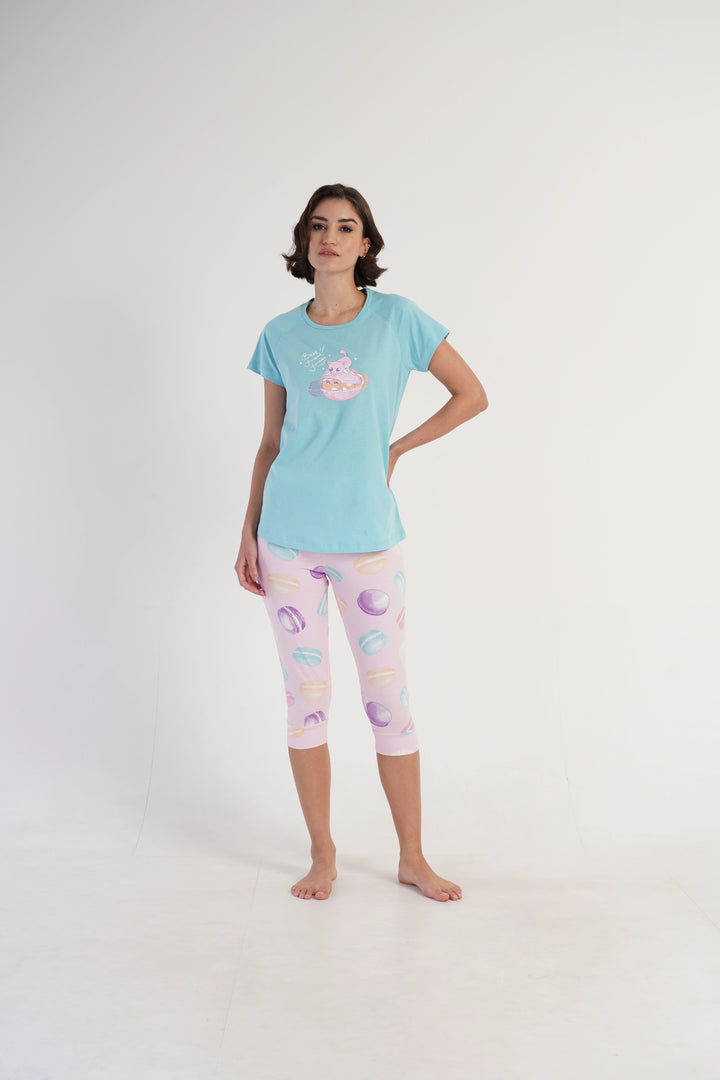 Piżama Damska Vienetta Best Friend Kitty, Niebieski, r. S-XL