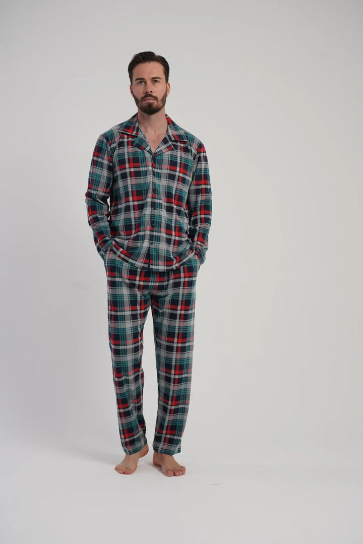Piżama Męska Vienetta Classic Check, Zielony, r. M-XXL
