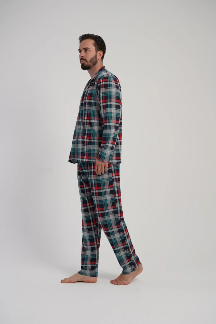 Piżama Męska Vienetta Classic Check, Zielony, r. M-XXL